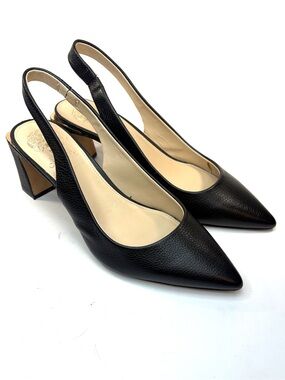 Vince Camuto Black Leather Slingback Heels | 8.5
